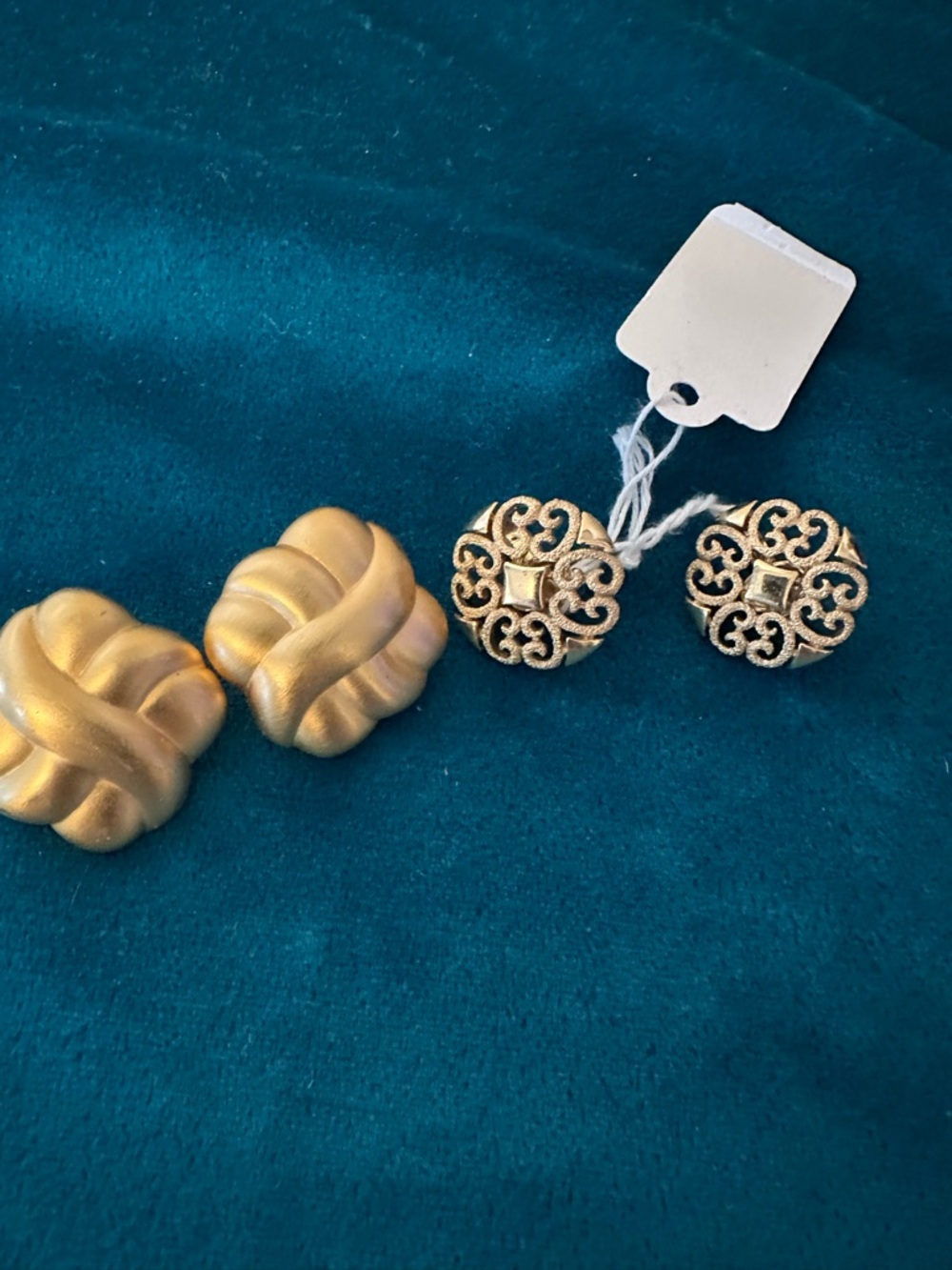 2 pair vintage clip earrings  1 is Monet and 1 is 1980s Avon gold tone